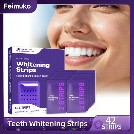 VaultedGoods teeth whitening strips showing their slim, flexible design for quick, effective teeth whitening in 7 days.