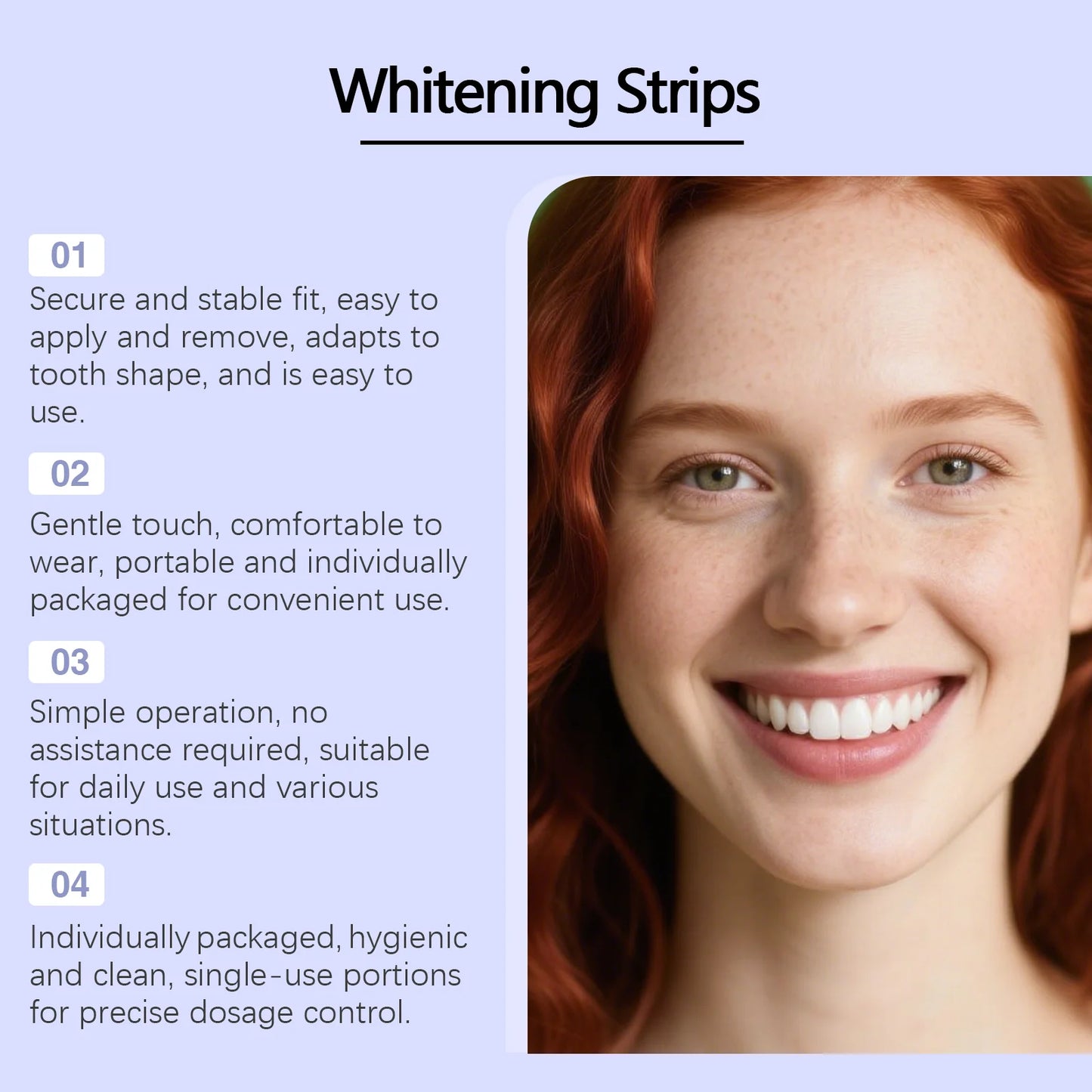 VaultedGoods teeth whitening strips for a radiant smile, showing the packaging and application strips in a close-up image.